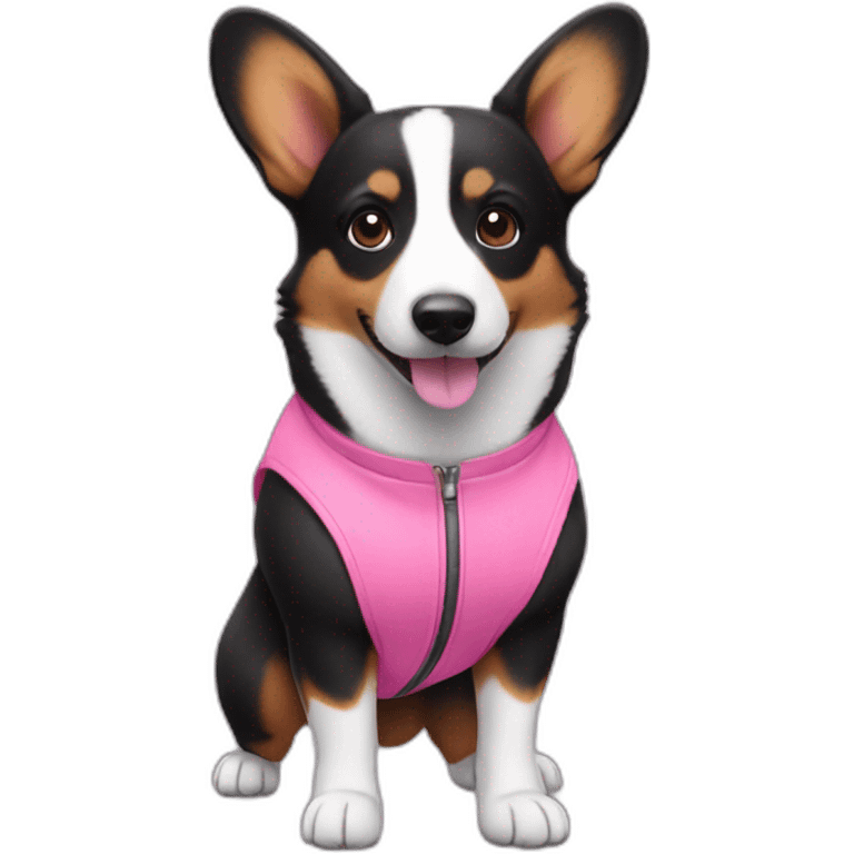 Black corgi with pink jumpsuite emoji