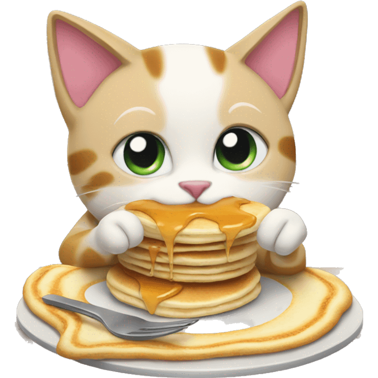 Cat eating a pancakes emoji