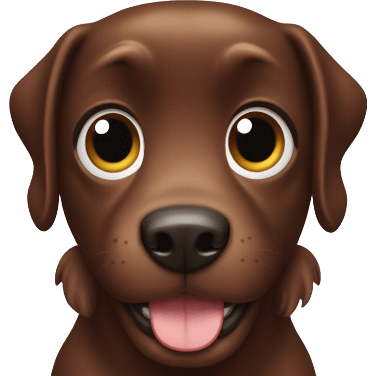 A chocolate brown podlle dog smiling emoji