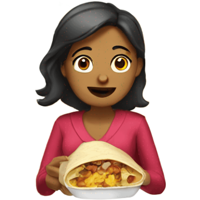 Spanish woman eating a breakfast burrito emoji