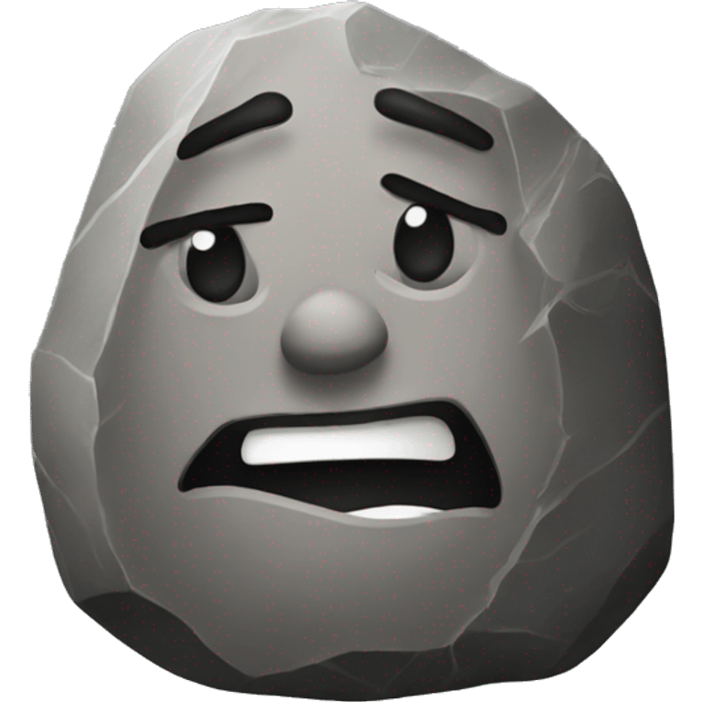 Rock with a straight face emoji