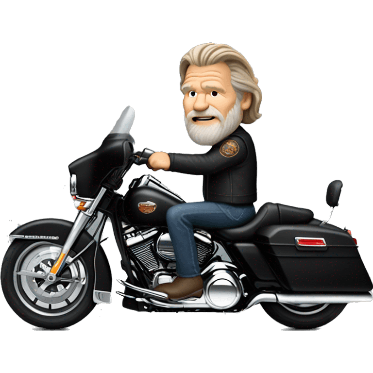 Jeff bridges riding a solid black harley-davidson with no chrome emoji