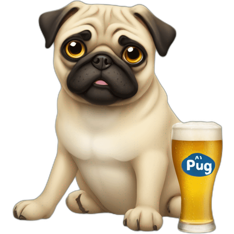 pug hold beer emoji