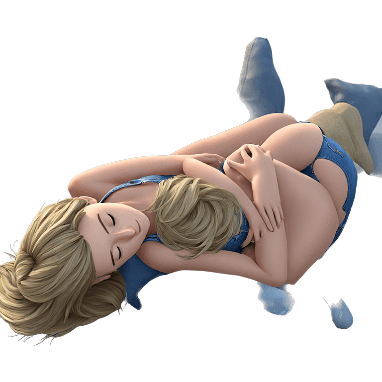 sleeping girl in denim shorts emoji