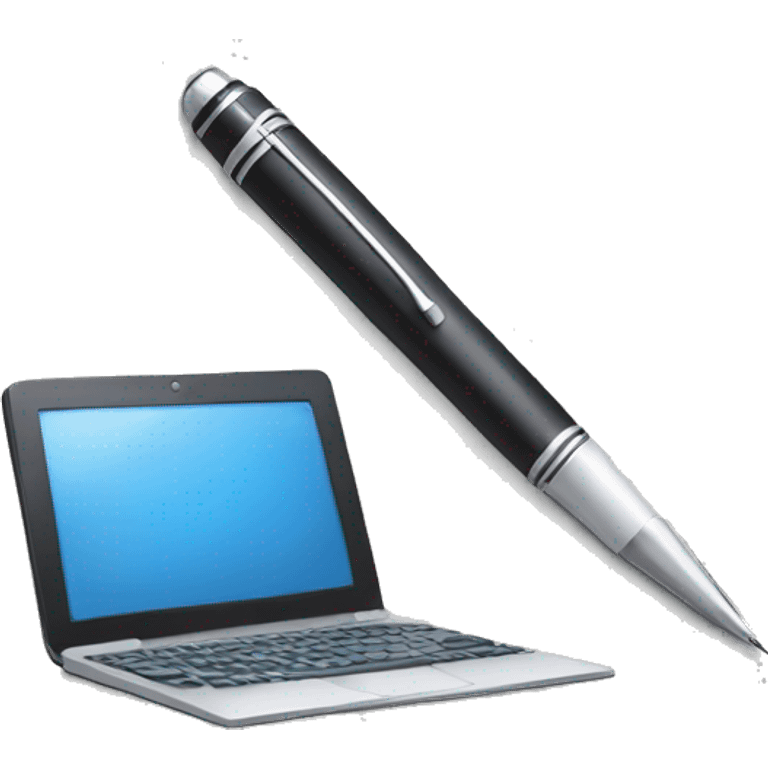 A pen with a computer, representing writing and digital content creation. emoji