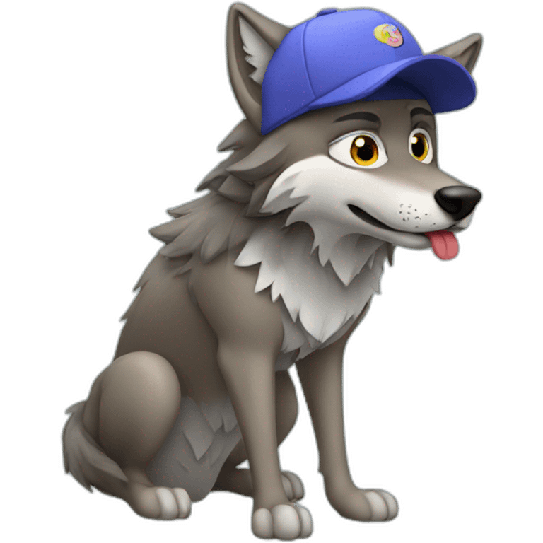 Wolf with babe all cap emoji