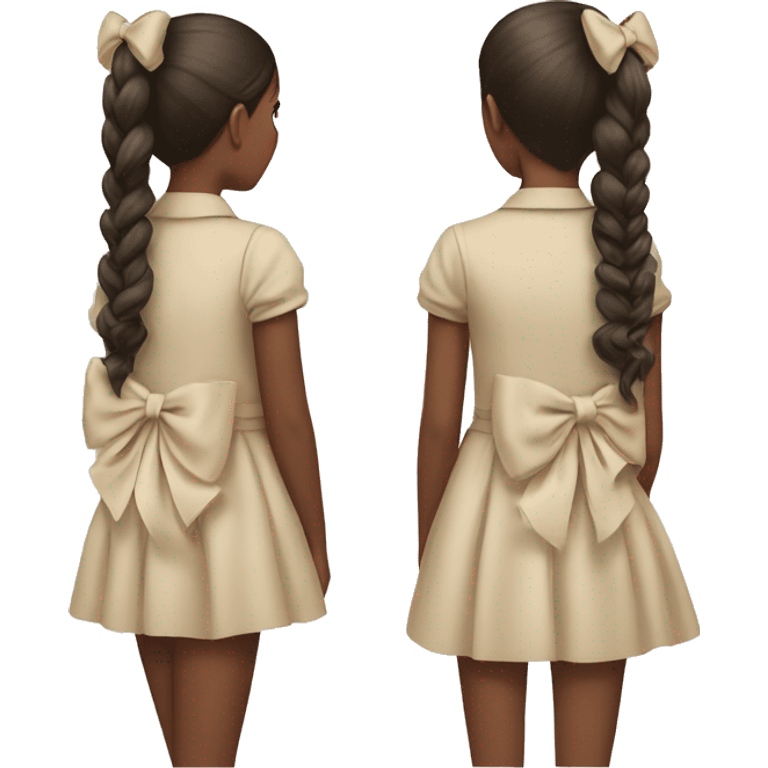 Two girls wearing bows back view beige emoji