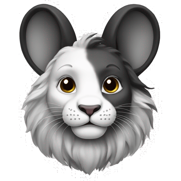 Black and white lion head bunny emoji