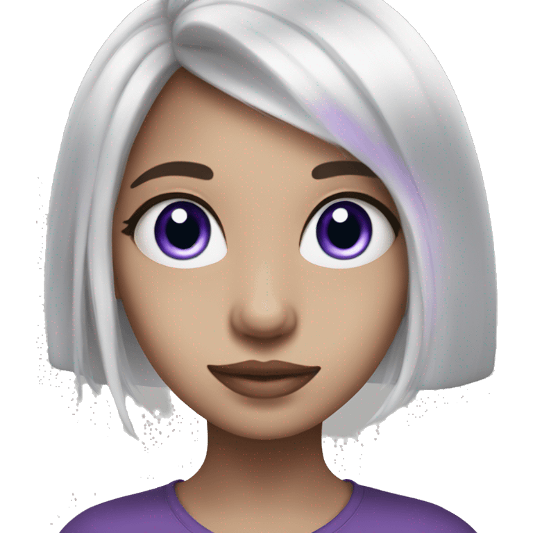 girl wit llong white hair and purple eyes emoji