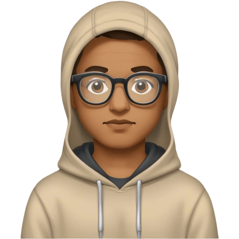 Man wearing hoodie and glasses emoji