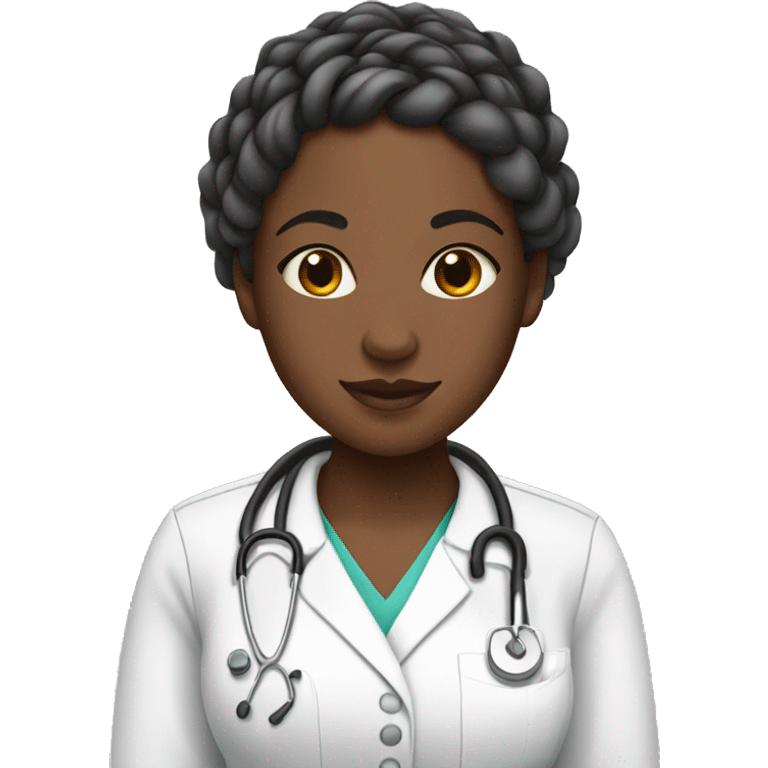 Black girl with knotless braids and nurse scrubs emoji