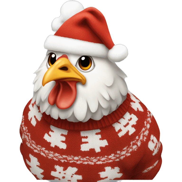 Chicken wearing a Christmas sweater ￼ emoji