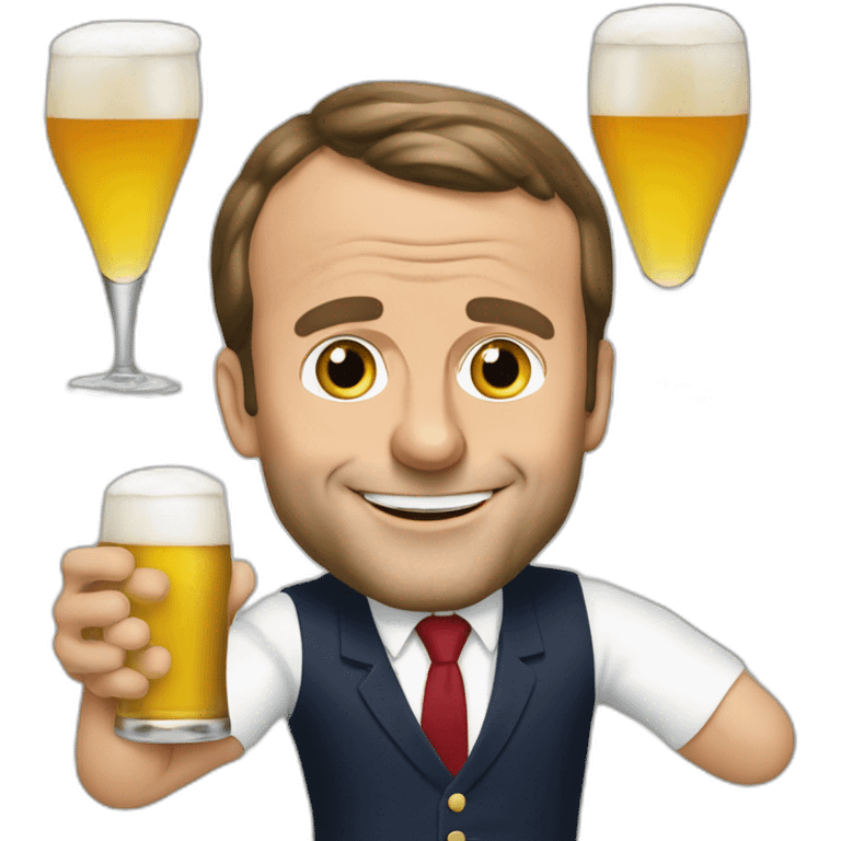 Emmanuel Macron buvant de la bière emoji