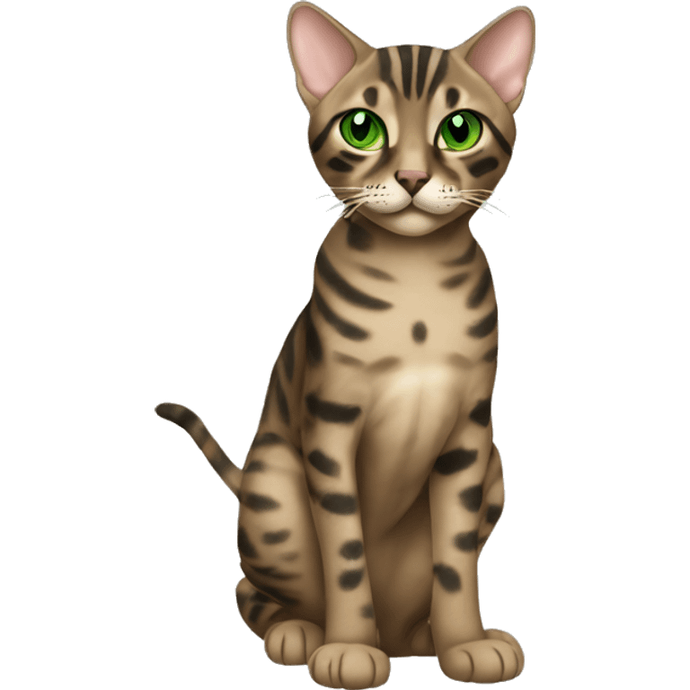 Sepia charcoal Bengal cat with Green eyes standing emoji