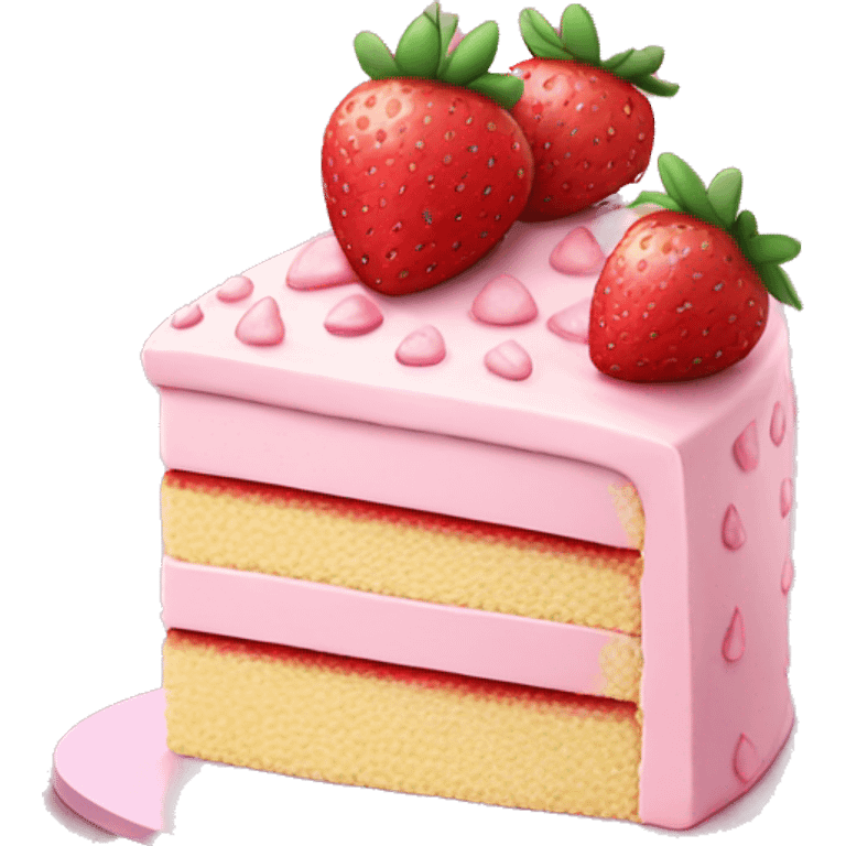 Pink strawberries and cream birthday cake  emoji