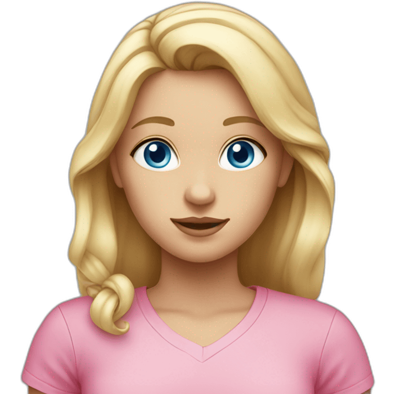 Blond girl with blue eyes and a pink shirt emoji