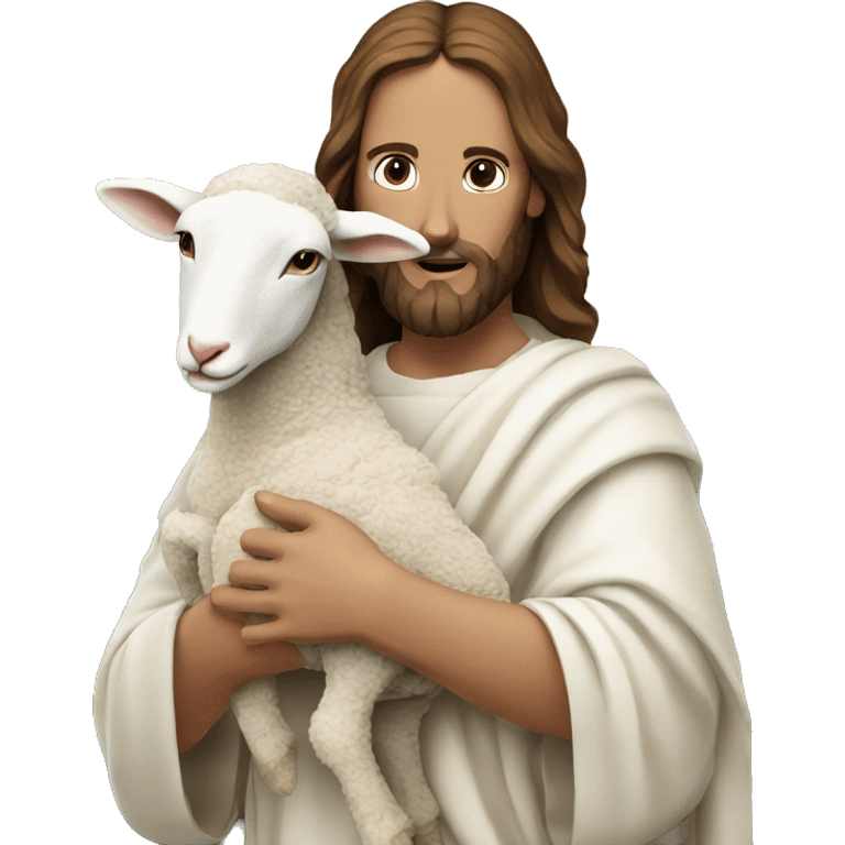 Jesus white face carrying a lamb emoji