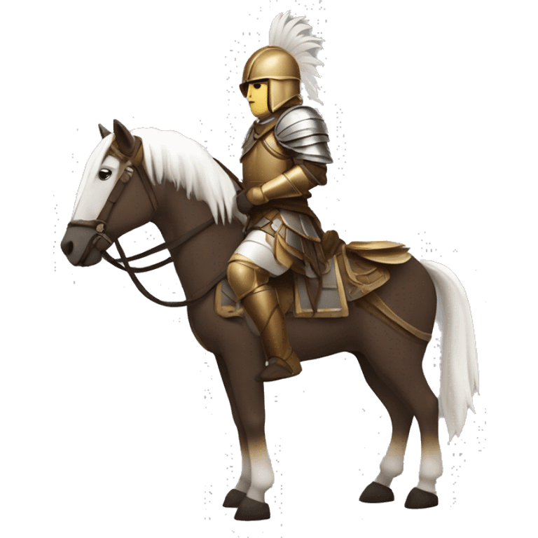 an avar nomadic soldier  with white skin and brown armor on a horse from the side emoji