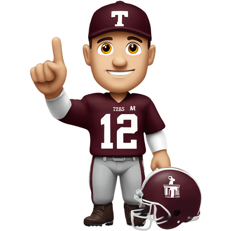 Johnny manziel in a Texas a&m maroon uniform holding up one thumb  emoji