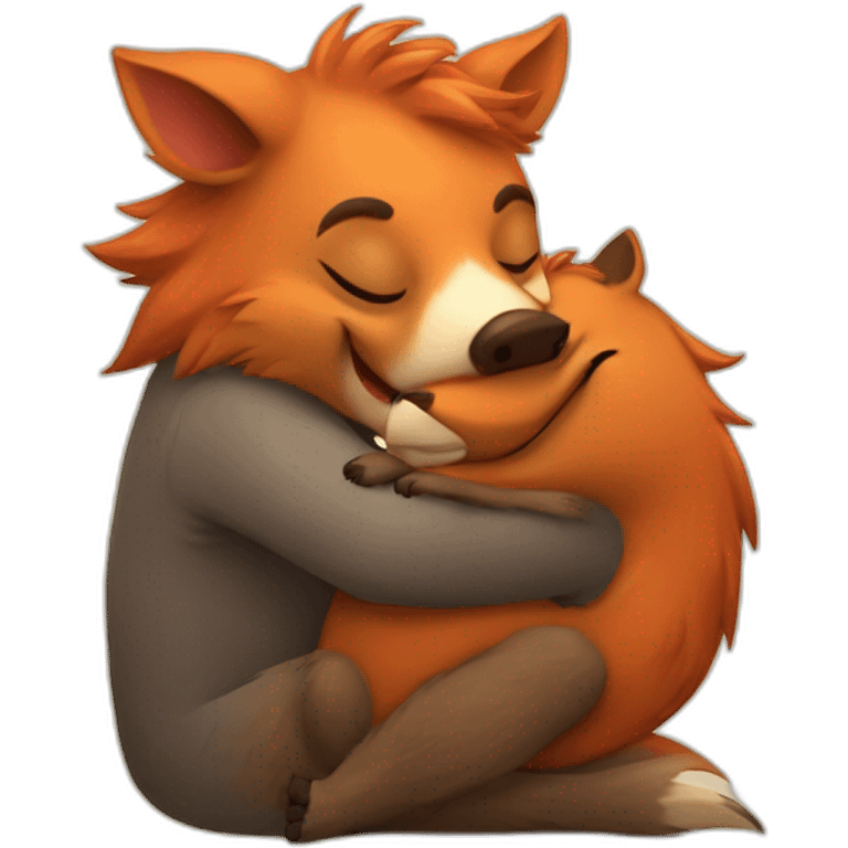 boar hugs fox emoji