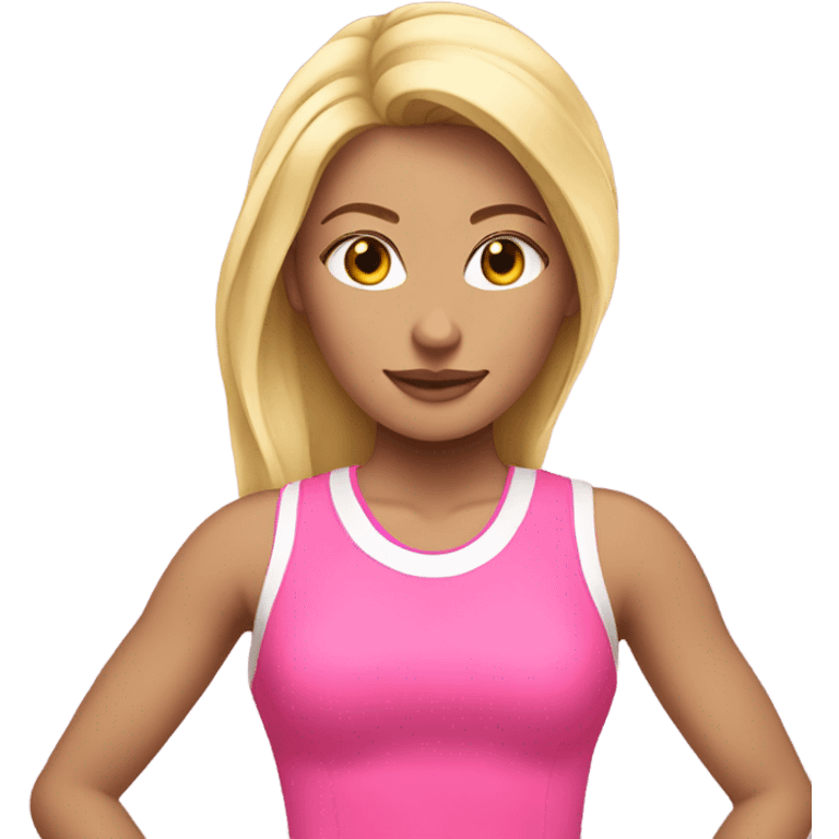 Blonde gym girl in pink emoji