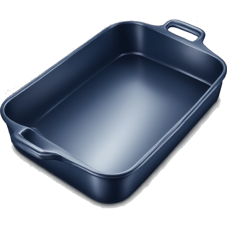 Realistic empty metallic navy blue baking pan with handles emoji