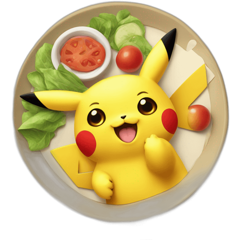 Pikachu saying goodlunch emoji