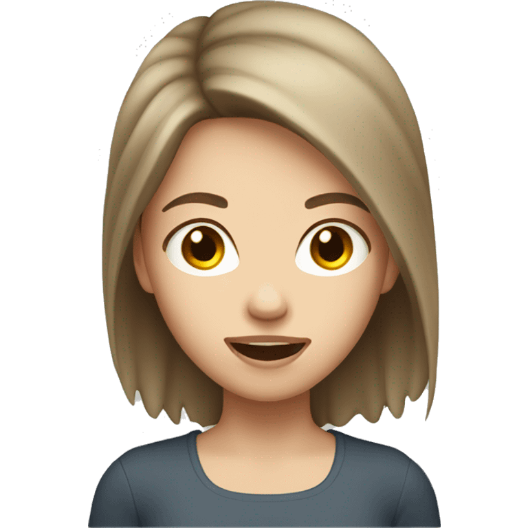 Girl with white skin and brown hair, side profile with mouth open emoji