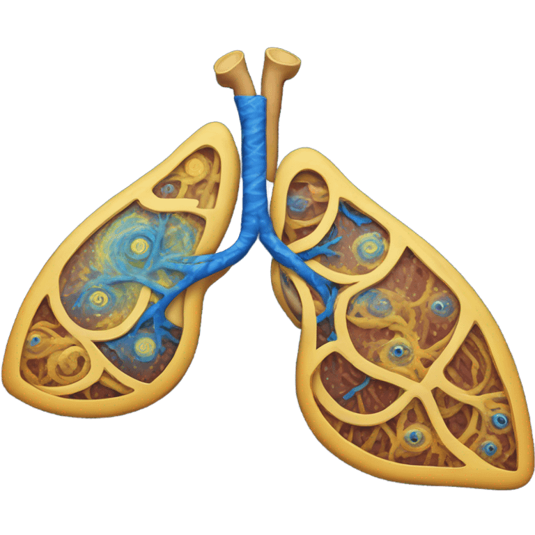 Lungs with Van Gogh starry night  emoji