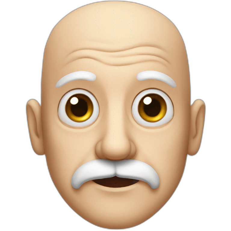 old man with big eyes, french moustache and bald head emoji