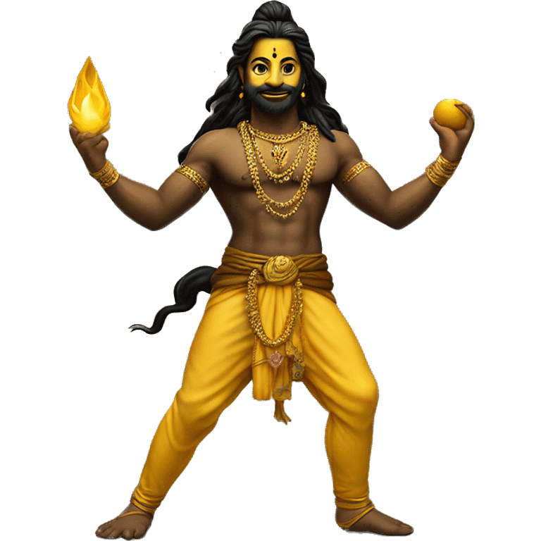 shiv jiTrident in tellow color with full body,in background black colour realistic emoji