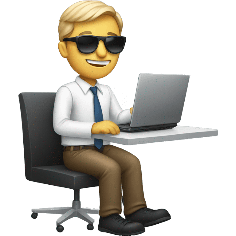 man technologist with macbook and sunglasses emoji