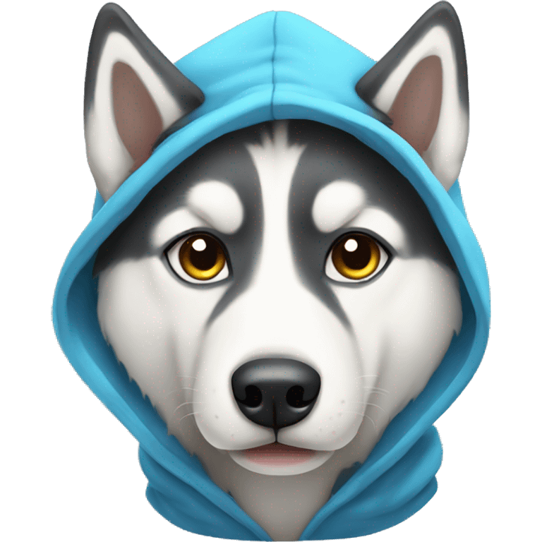 Siberian husky wearing a hoodie emoji