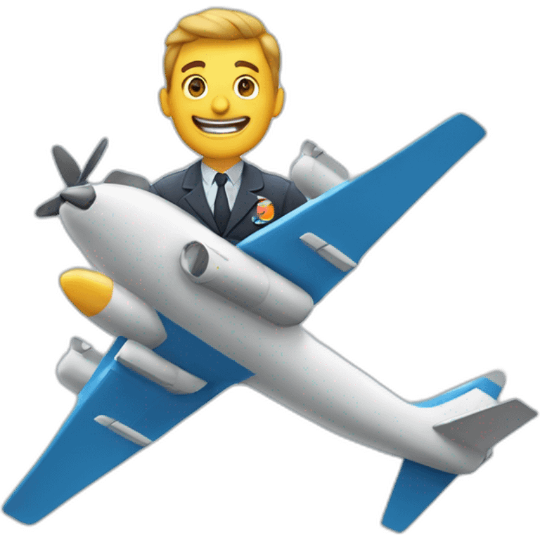 Un monsieur qui porte un avion sur sa tete emoji