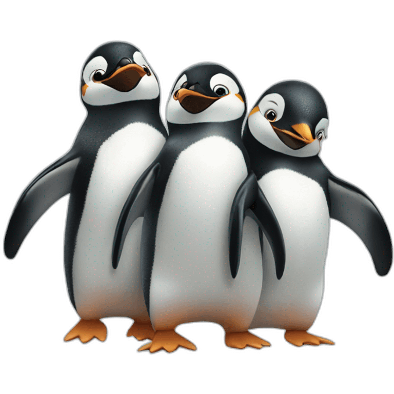 Three penguins cheering emoji