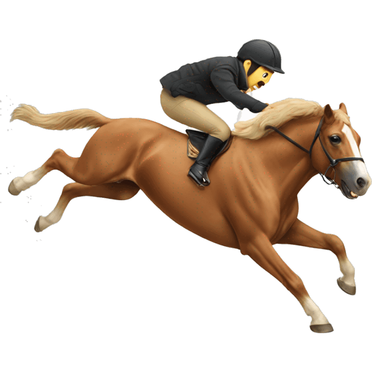 Horse jumping over a dog emoji