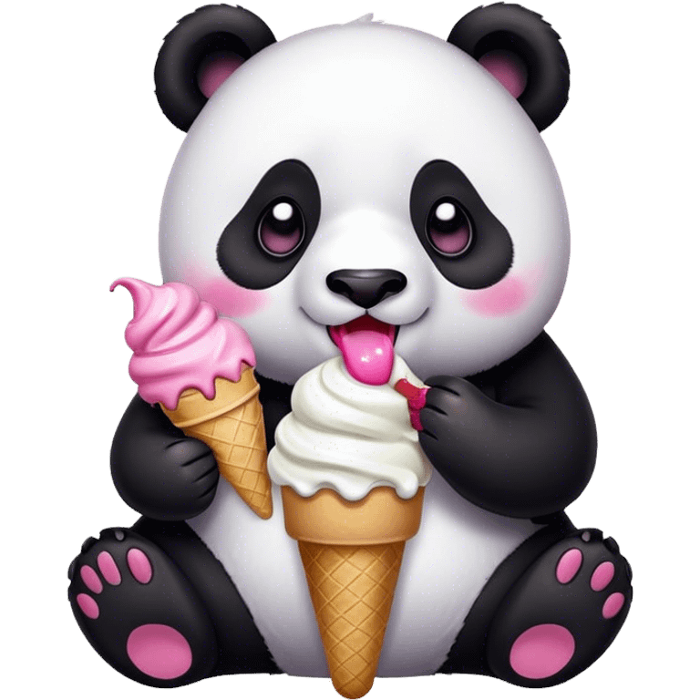 Panda eating ice cream emoji