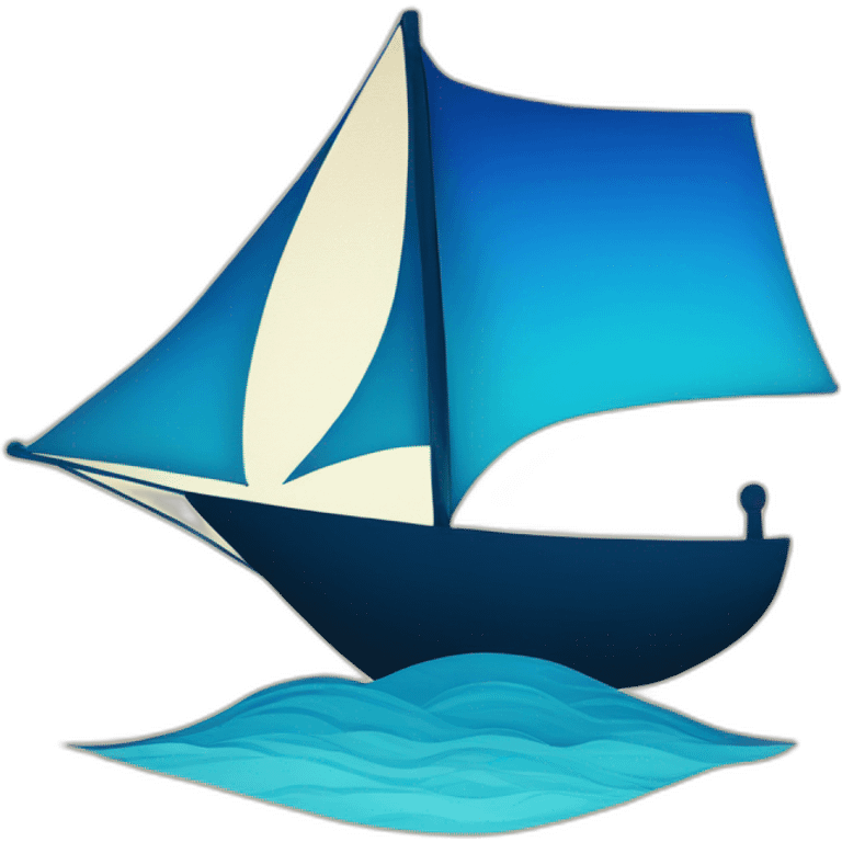 a blue sailing boat silhouette on a sea background  emoji