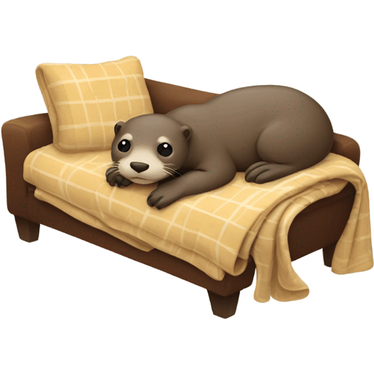 otter being sick and lying on the sofa under a blanket emoji