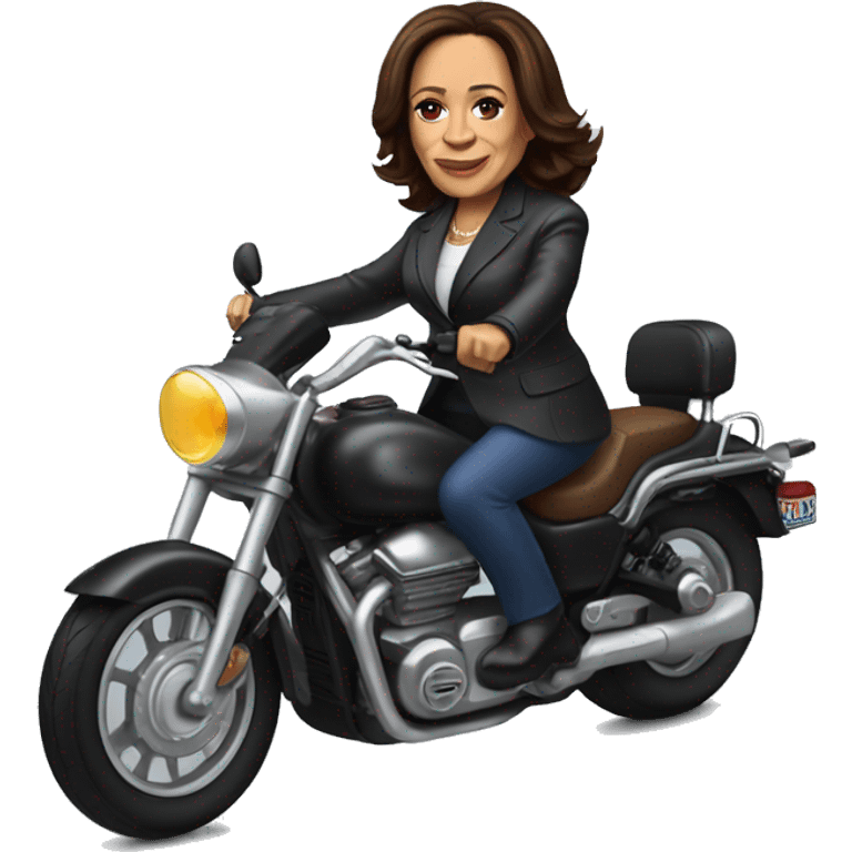 Kamala Harris driving a motorcycle  emoji