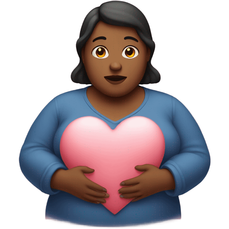 fat woman holding heart in her hands emoji