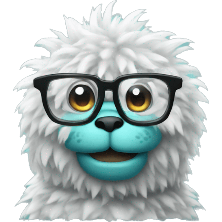 cute fluffy godzilla head with glasses emoji