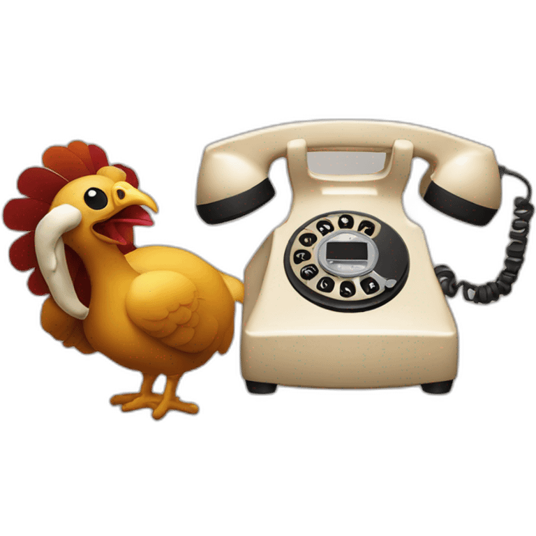 Imagine a turkey having a conversation with a vintage rotary phone—infuse creativity into this unexpected encounter! emoji