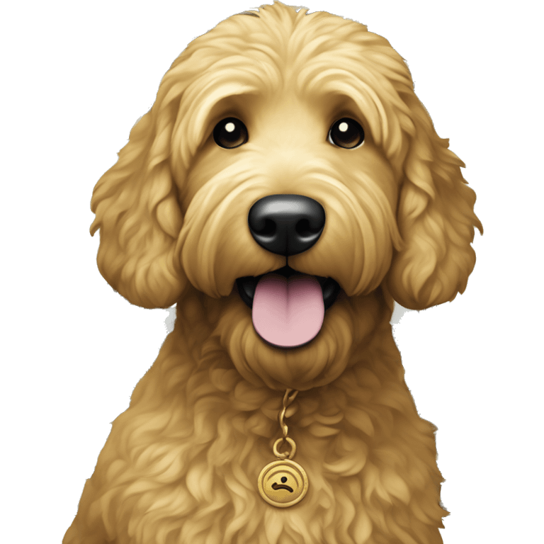 Golden Doodle's head on a united states dollar bill emoji