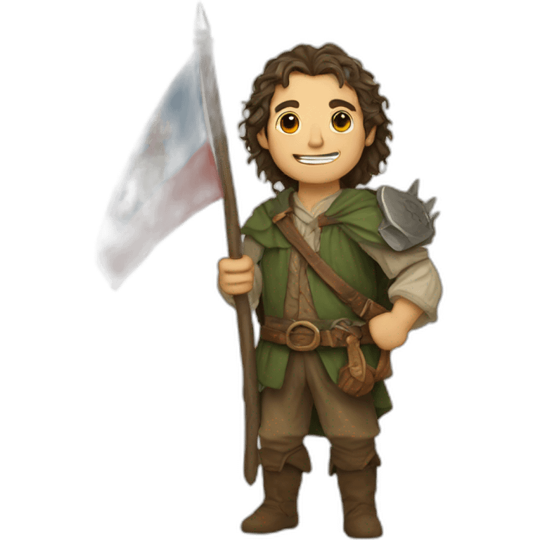 A hobbit holding chilian flag emoji