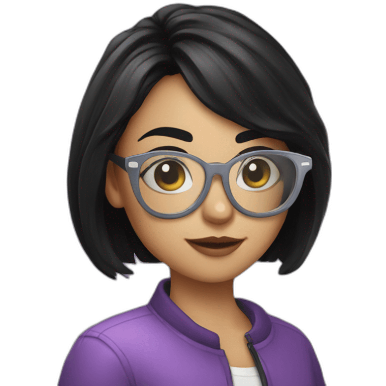 Girl with black hair and glasses with a vape emoji