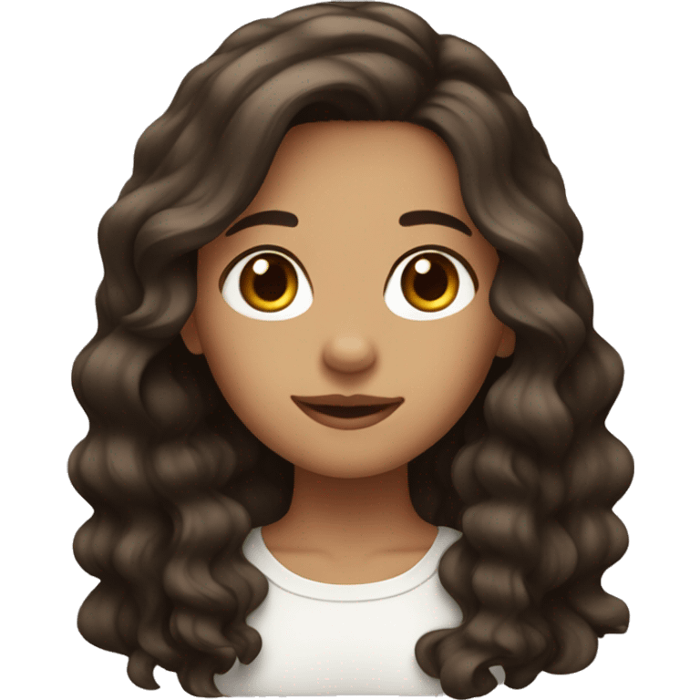 girl with wavy dark brown hair and brown eyrs emoji