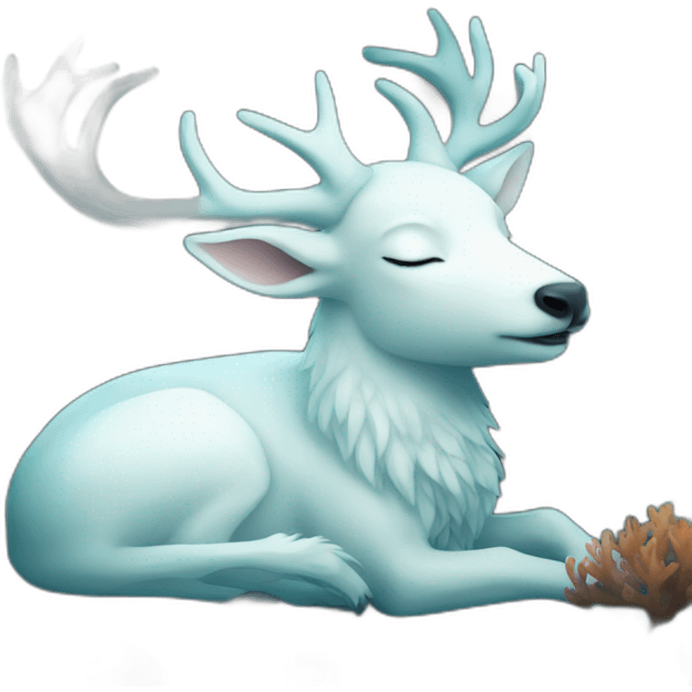 The white deer sleeping under the sea emoji