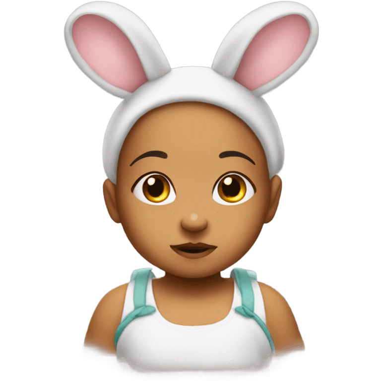 cute cragon baby with bunny ear headband emoji