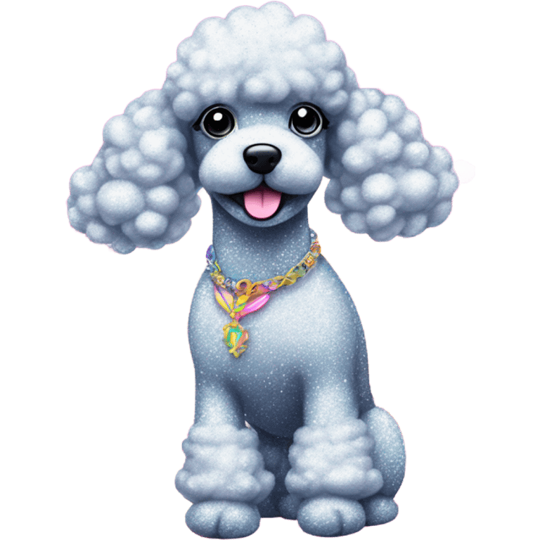 Lisa frank glitter poodle with clouds   emoji